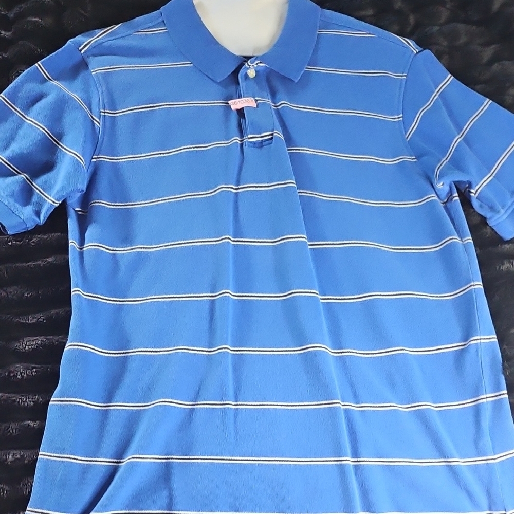 Faded Glory Blue and White Polo Shirt Casual Knit